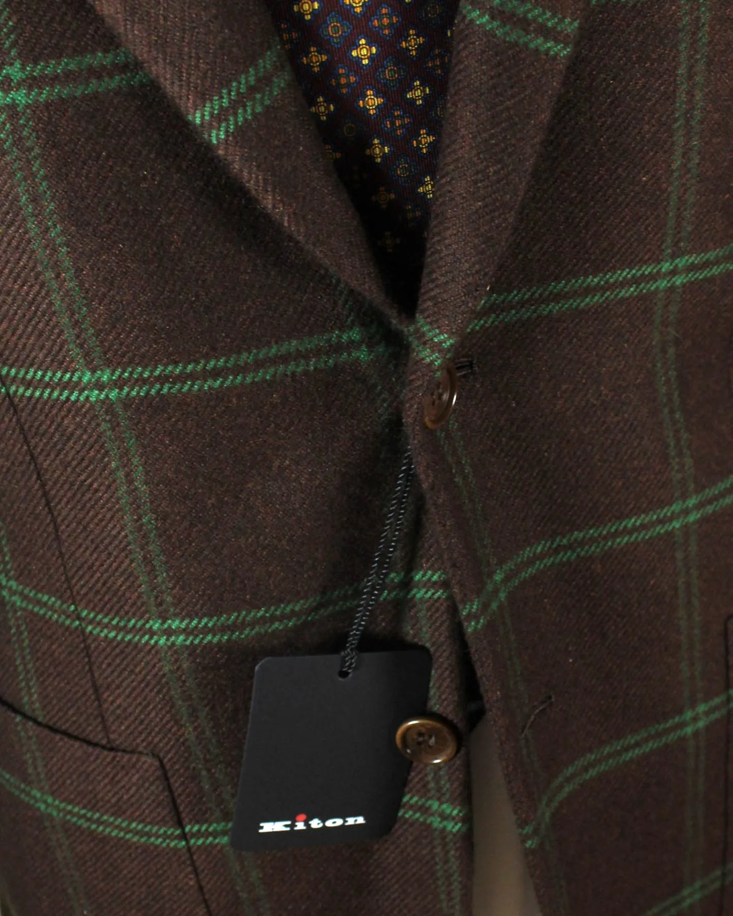 Kiton Cashmere Sport Coat Maroon Green Windowpane 2 Button EUR 50/ US 40 R REDUCED - SALE
