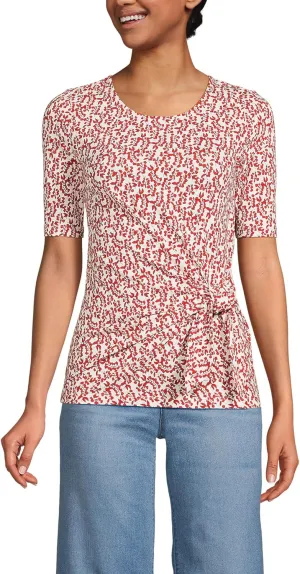 Lands' End Women's Lightweight Jersey Tie Front Top