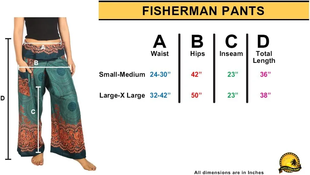Lannaclothesdesign Women's Thai Fisherman Pants Yoga Trousers Wide Legs Pants