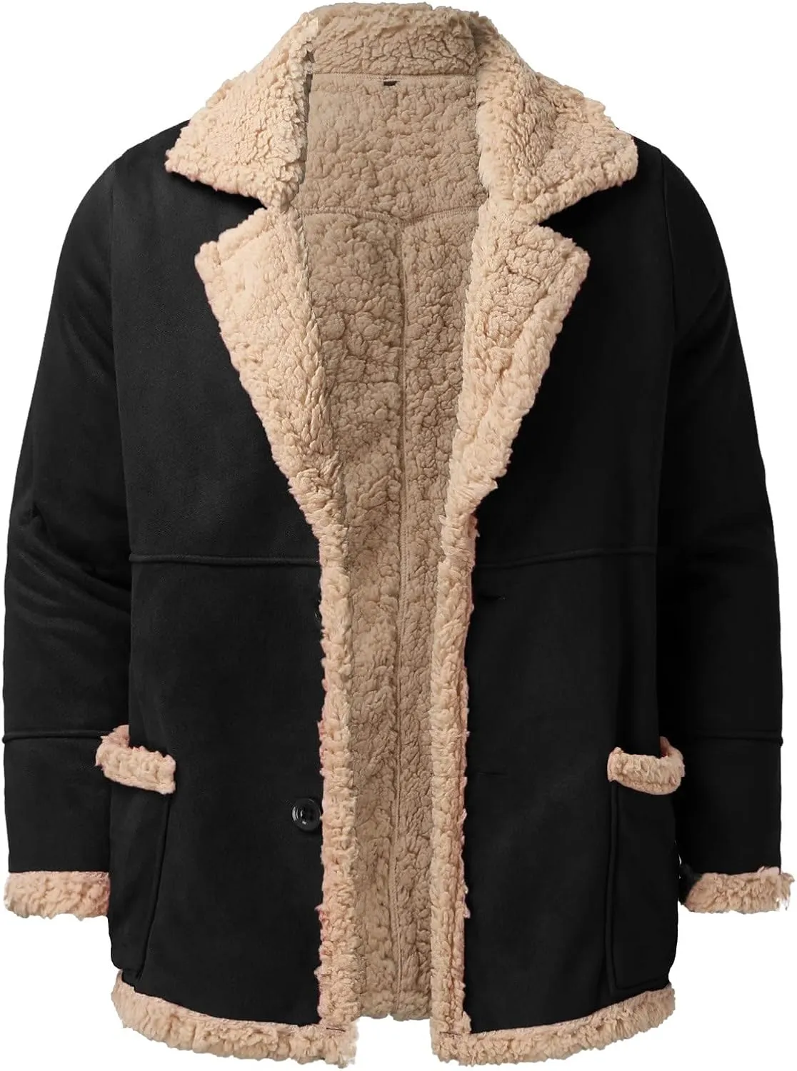 LCMTWX Men's Thick Thermal Winter Jacket Stand Collar Knitted Splice Sweater Coat Casual Cardigan Stylish Outwear Mens