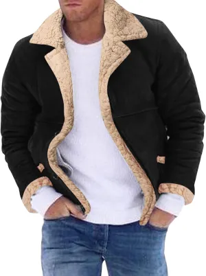 LCMTWX Men's Thick Thermal Winter Jacket Stand Collar Knitted Splice Sweater Coat Casual Cardigan Stylish Outwear Mens
