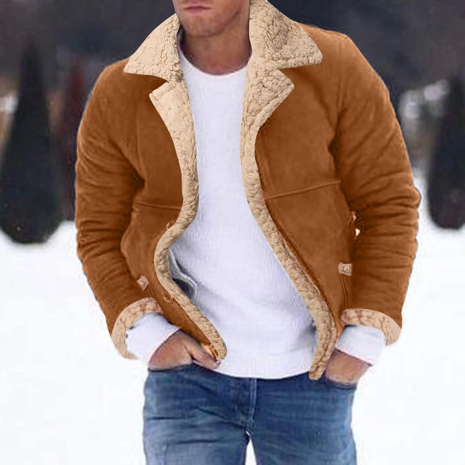 LCMTWX Men's Thick Thermal Winter Jacket Stand Collar Knitted Splice Sweater Coat Casual Cardigan Stylish Outwear Mens
