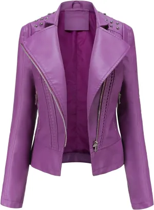 LCMTWX Womens Black Leather Jacket Tops Suit Collar Belt Stand Zip Motorcycle Coat Women's Coat Women'S Jackets Jacket