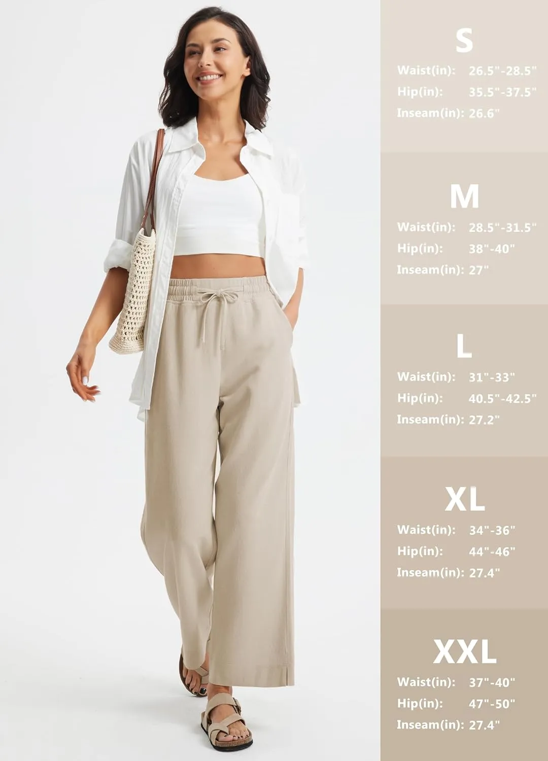 Libin Linen Pants Women Wide Leg Casual Beach Pants Cotton Linen Summer Lounge Pants Travel Work Trousers with Pockets