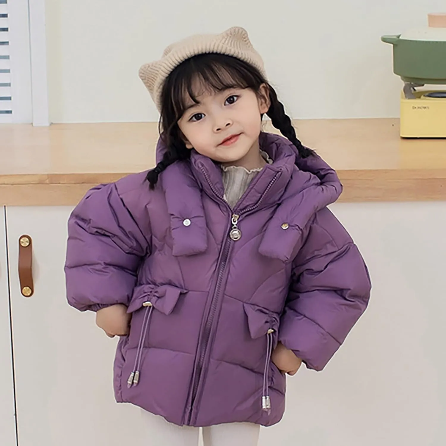 Lightweight Boys Winter Jacket Warm Thick Solid Cotton Long Sleeve Padded Jacket Coat Clothes