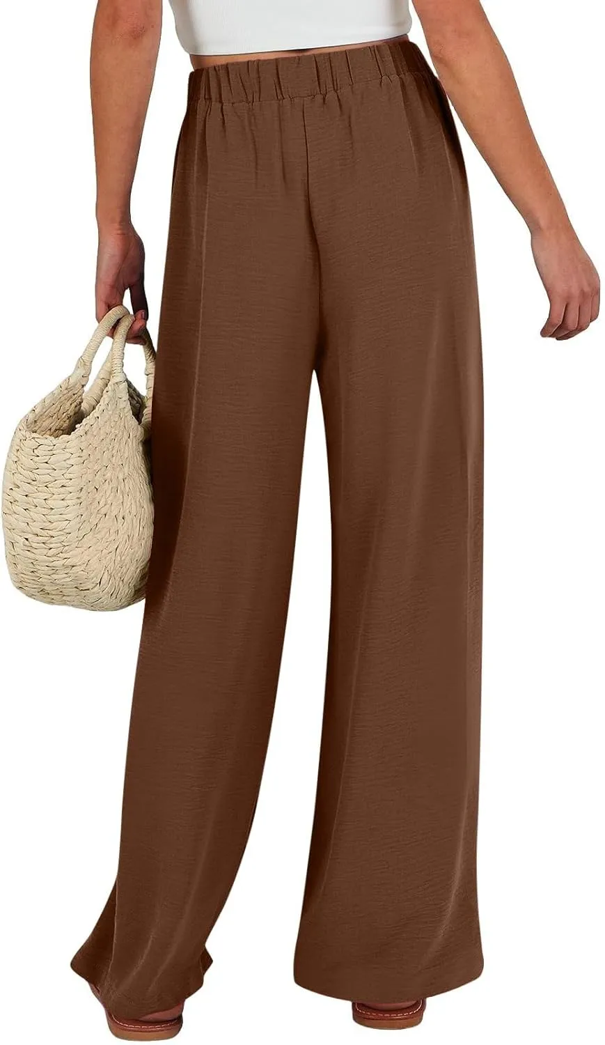Linen Pants for Women 2025 Dressy High Waisted Wide Leg Palazzo Pants Summer Casual Loose Flowy Trousers with Pocket