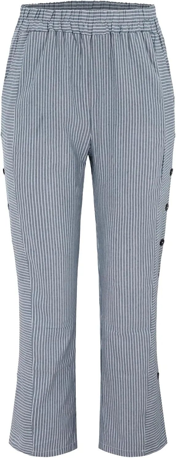 Linen Pants for Women 2025 Trendy Striped Spring Summer Casual Pants High Waist Straight Leg Trousers with Pockets