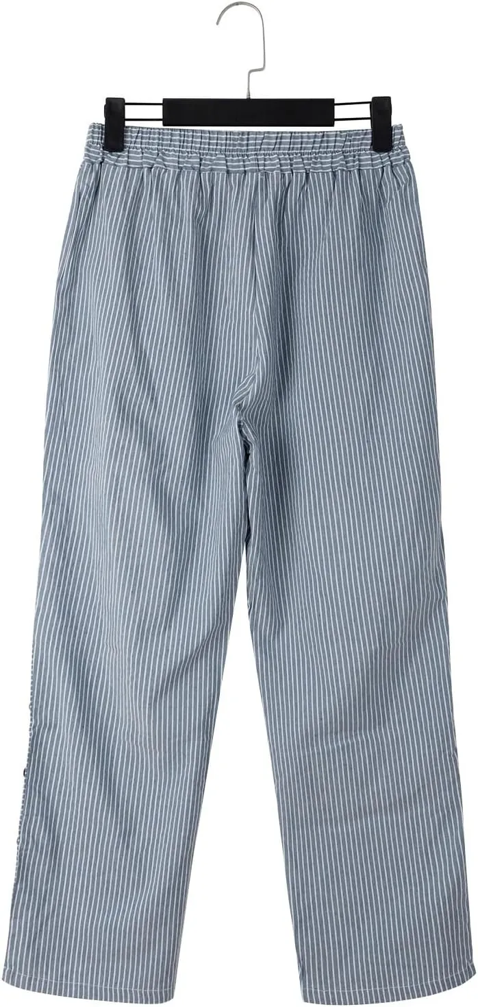 Linen Pants for Women 2025 Trendy Striped Spring Summer Casual Pants High Waist Straight Leg Trousers with Pockets