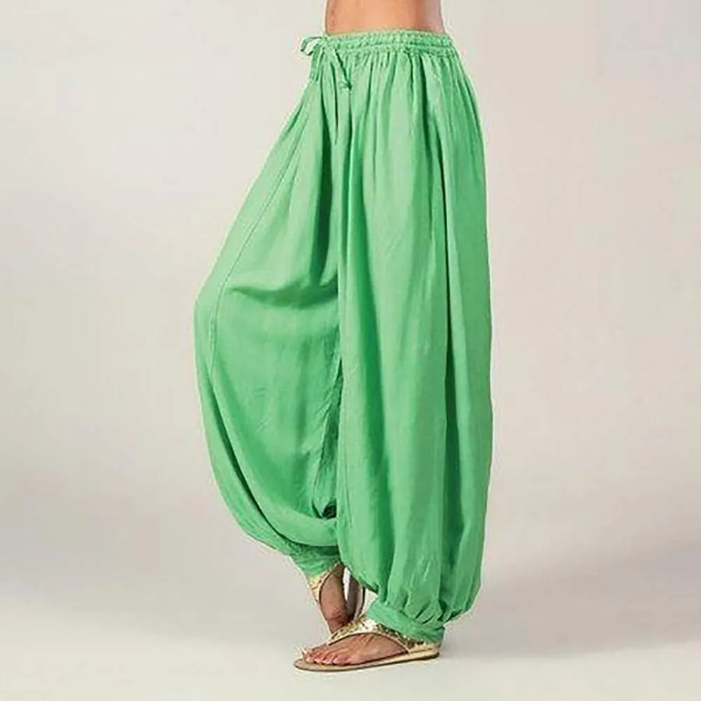 Linen Pants for Women Casual Beach Baggy Wide Leg Pants with Pockets Solid Travel Palazzo Pants for Women Beach