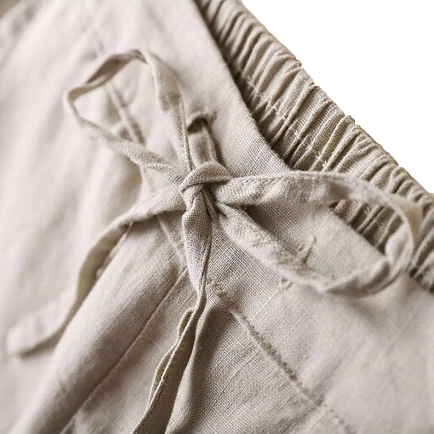 Linen Pants Women Tall Plus Size Summer Cotton Linen Pant Elastic High Waist Cropped Trousers Loose Fit Casual Pants