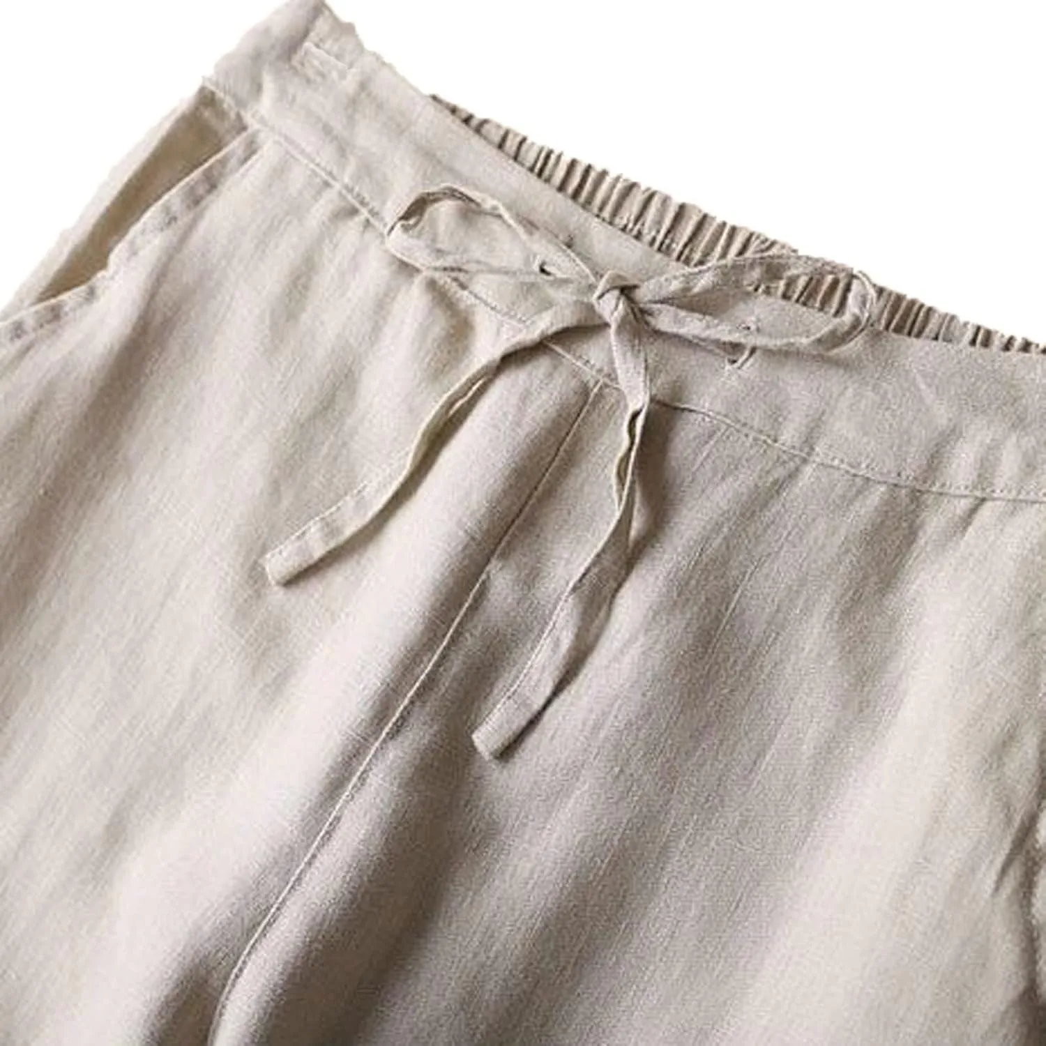 Linen Pants Women Tall Plus Size Summer Cotton Linen Pant Elastic High Waist Cropped Trousers Loose Fit Casual Pants