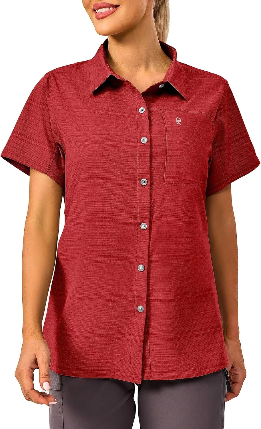 Little Donkey Andy Women's UV Breathable Striped Shirt, Short Sleeve Button Down for Shirt Travel Hiking