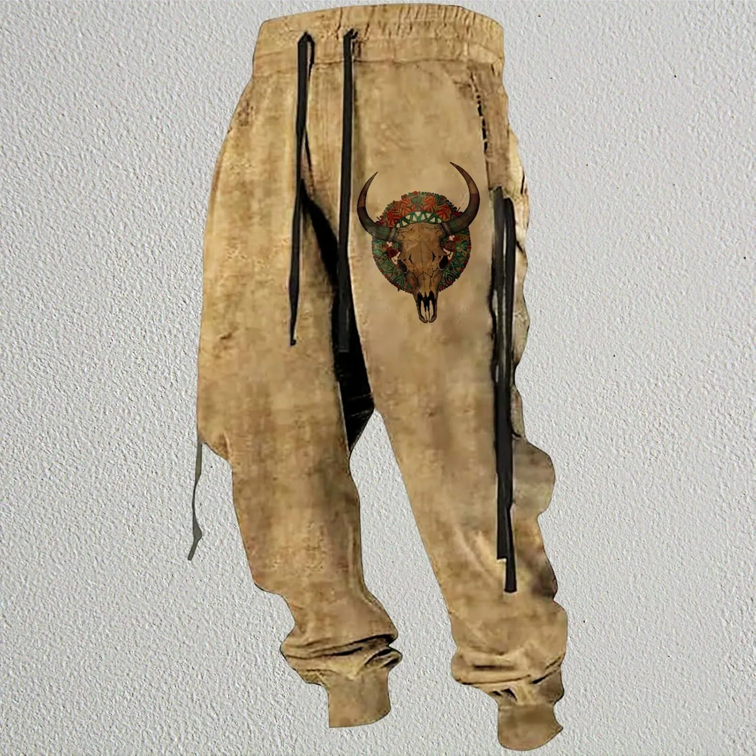 LOAIHA Native American Pants Western Athletic Pants for Men Aztec Cowboy Graphic Sweatpants Men Workout Trousers Harem Pants