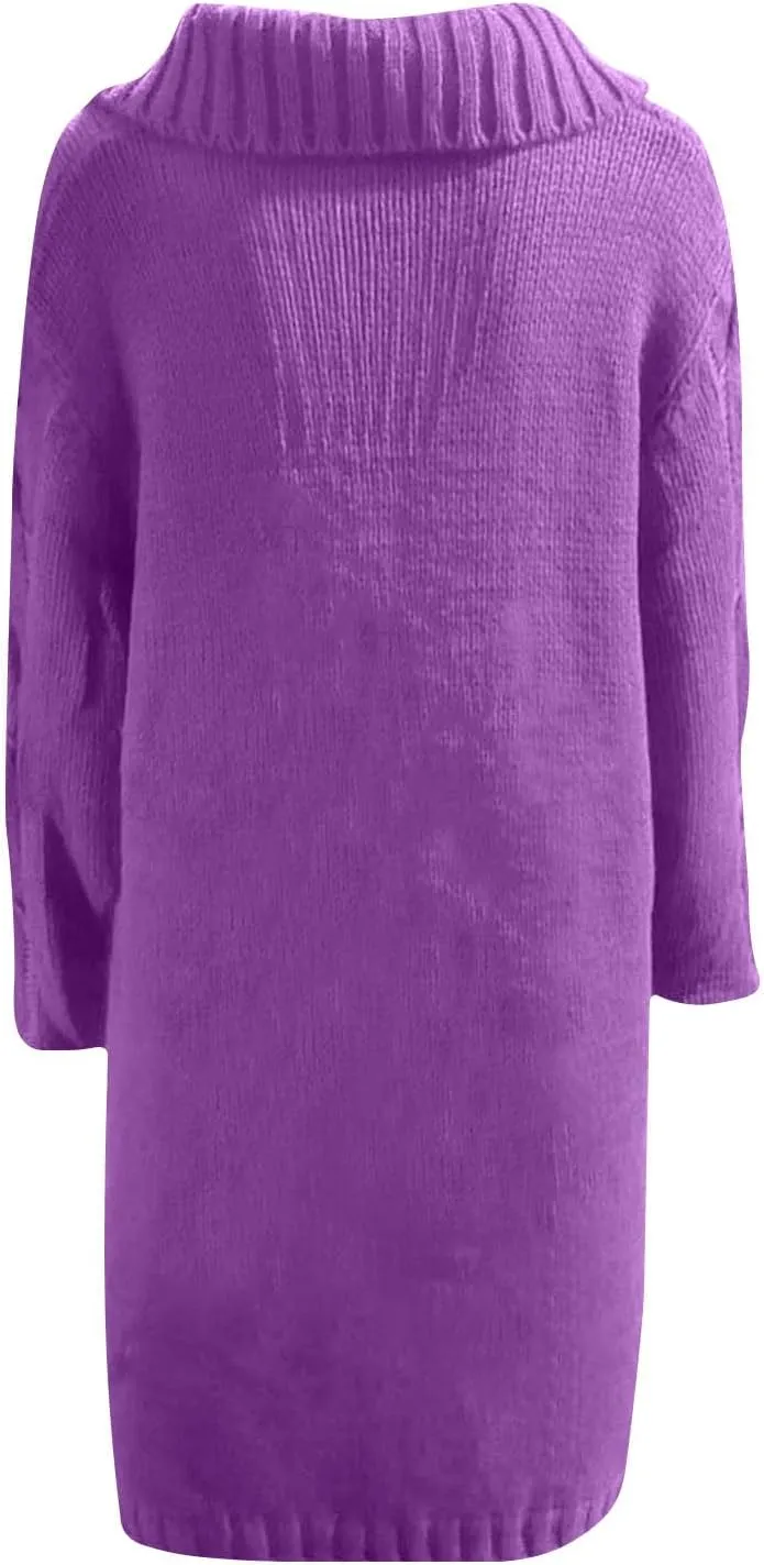 Long Trench Coats for Women Chunky Knitted Jackets Sweaters Long Sleeve Cardigan Tops Warm Hooded Jacket with Pocket