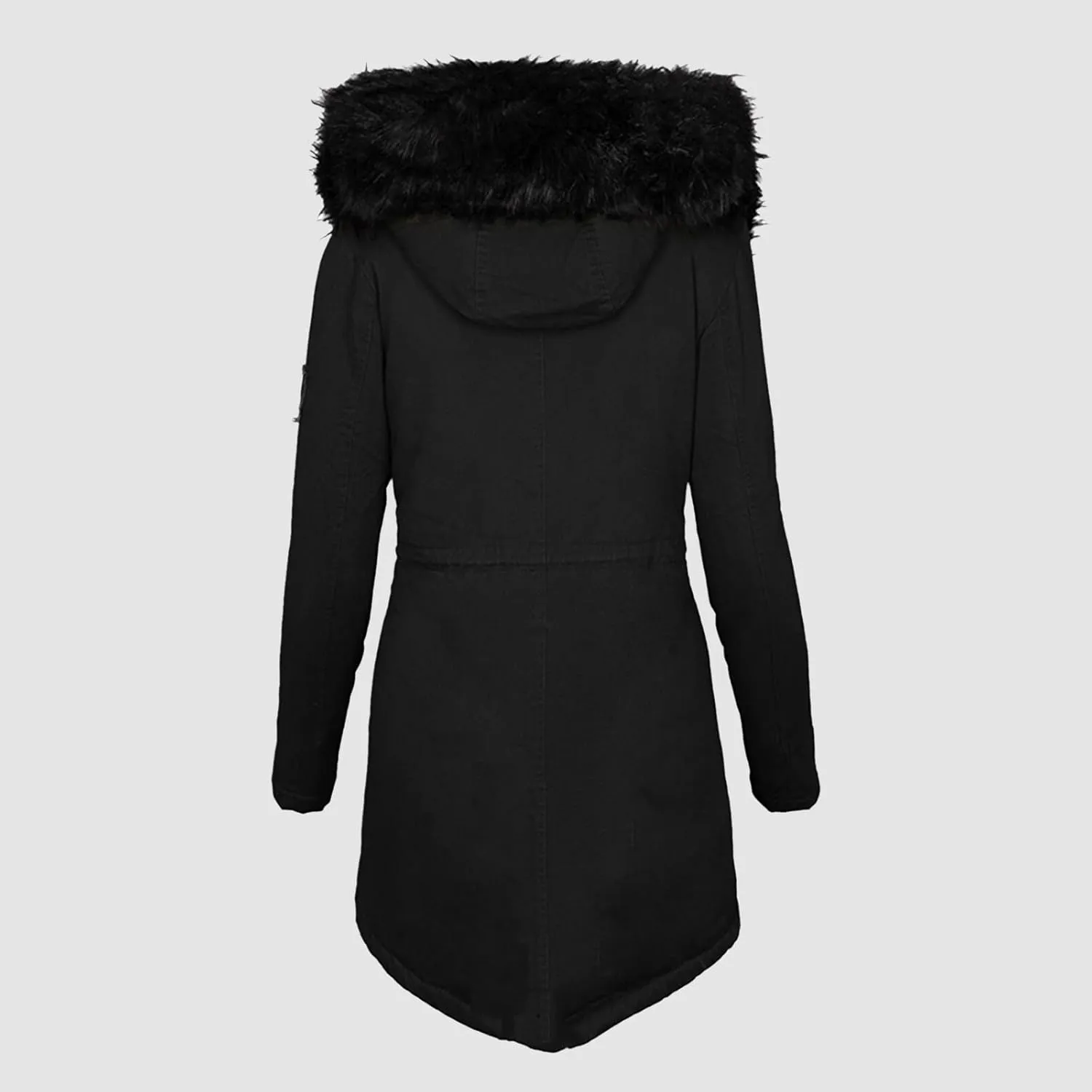 Long Winter Coat with Hood Slim Casual Thicker Fashion Women'S Coat Long Sleeve Full Zip Womens Clothing Black