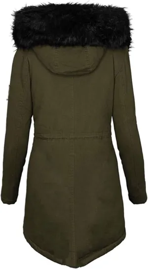 Long Winter Coat with Hood Slim Casual Thicker Fashion Women'S Coat Long Sleeve Full Zip Womens Clothing Black