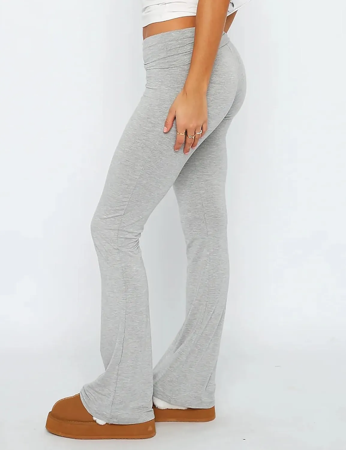 Luckinbaby Women's Flare Skinny Pants Fold Over Leggings Stretch Bootcut Bell Bottom Slim Fit Yoga Pants Y2k Joggers