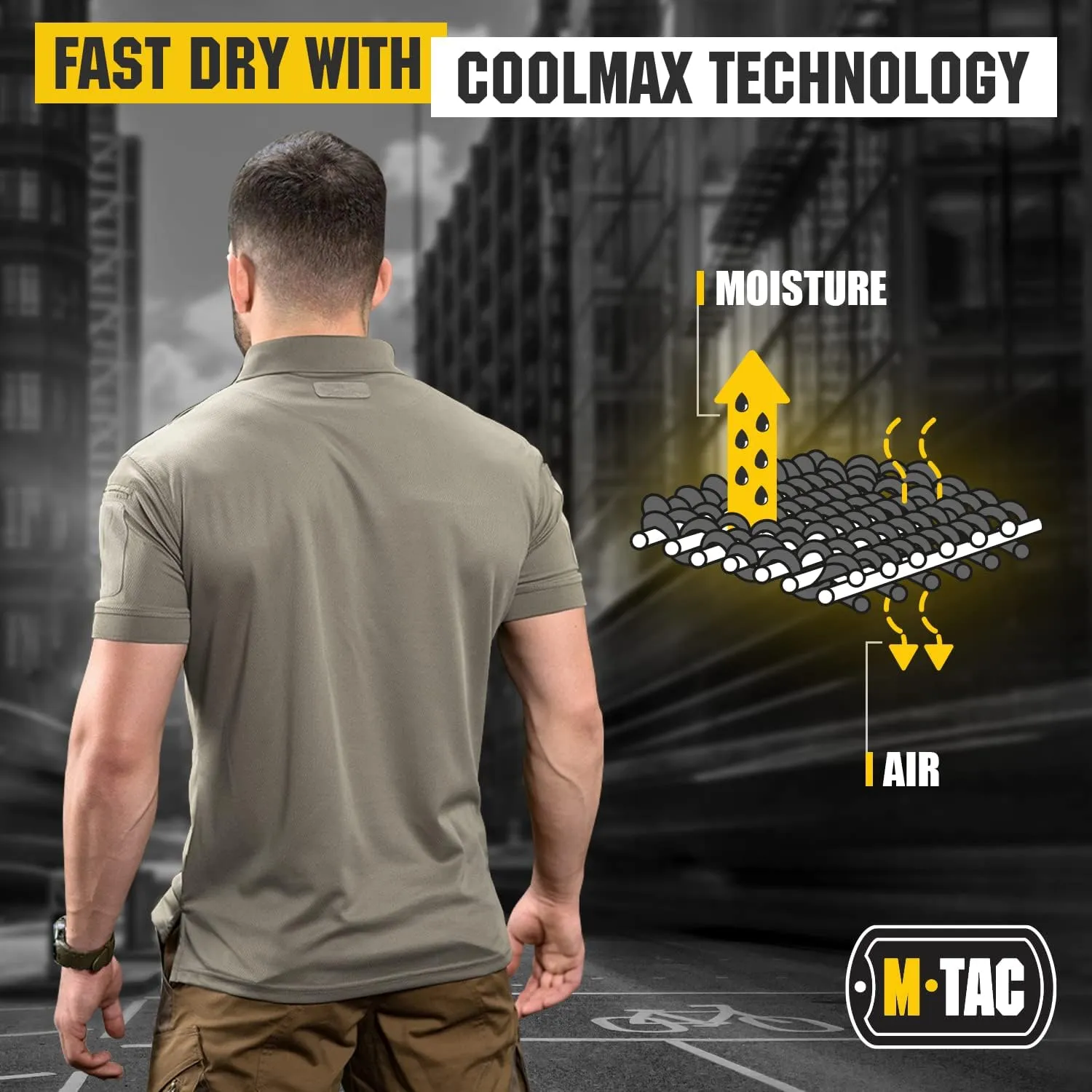 M-Tac Tactical Breathable Polo Shirt - Military Quick Dry Coolmax Short Sleeve T-Shirt for Men