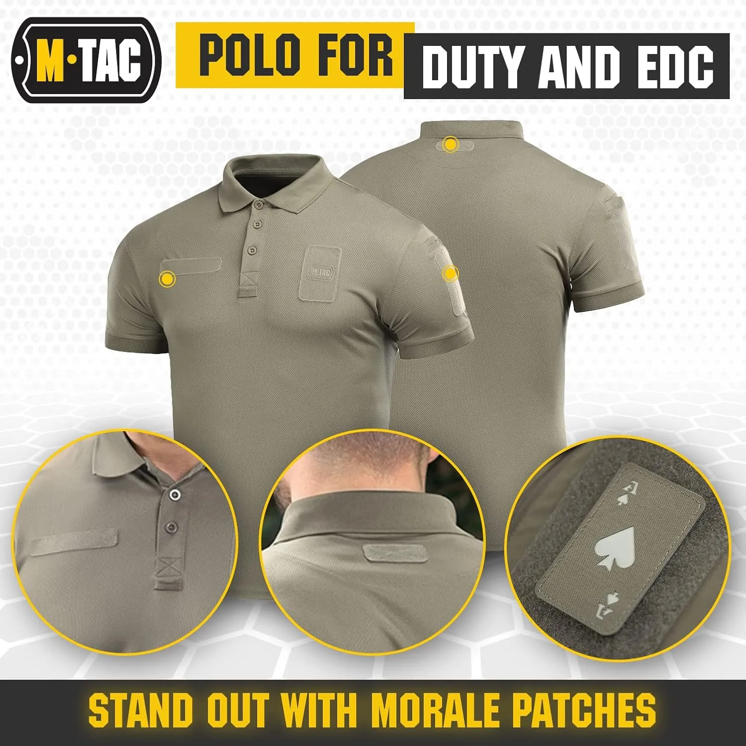M-Tac Tactical Breathable Polo Shirt - Military Quick Dry Coolmax Short Sleeve T-Shirt for Men