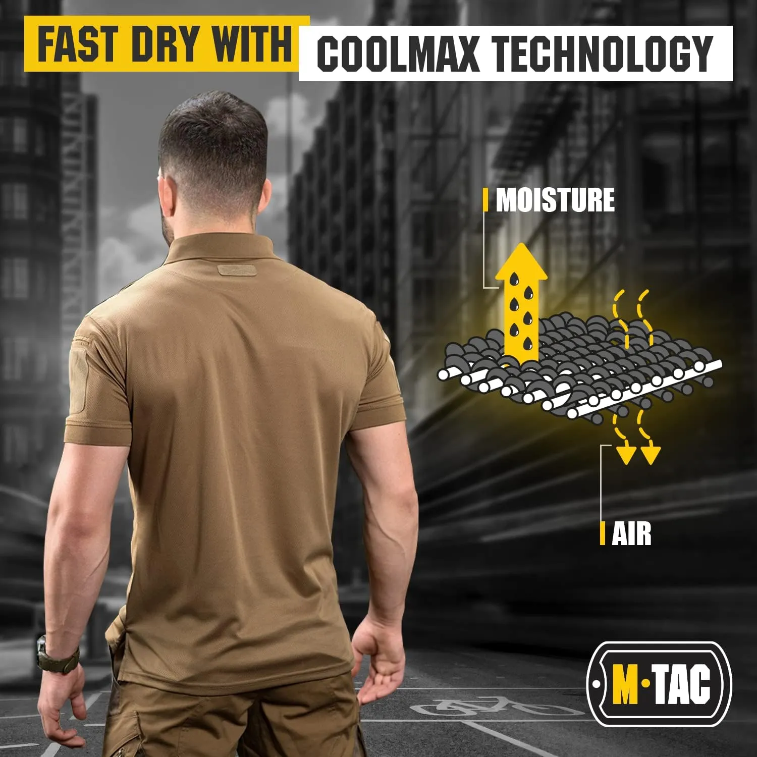 M-Tac Tactical Breathable Polo Shirt - Military Quick Dry Coolmax Short Sleeve T-Shirt for Men