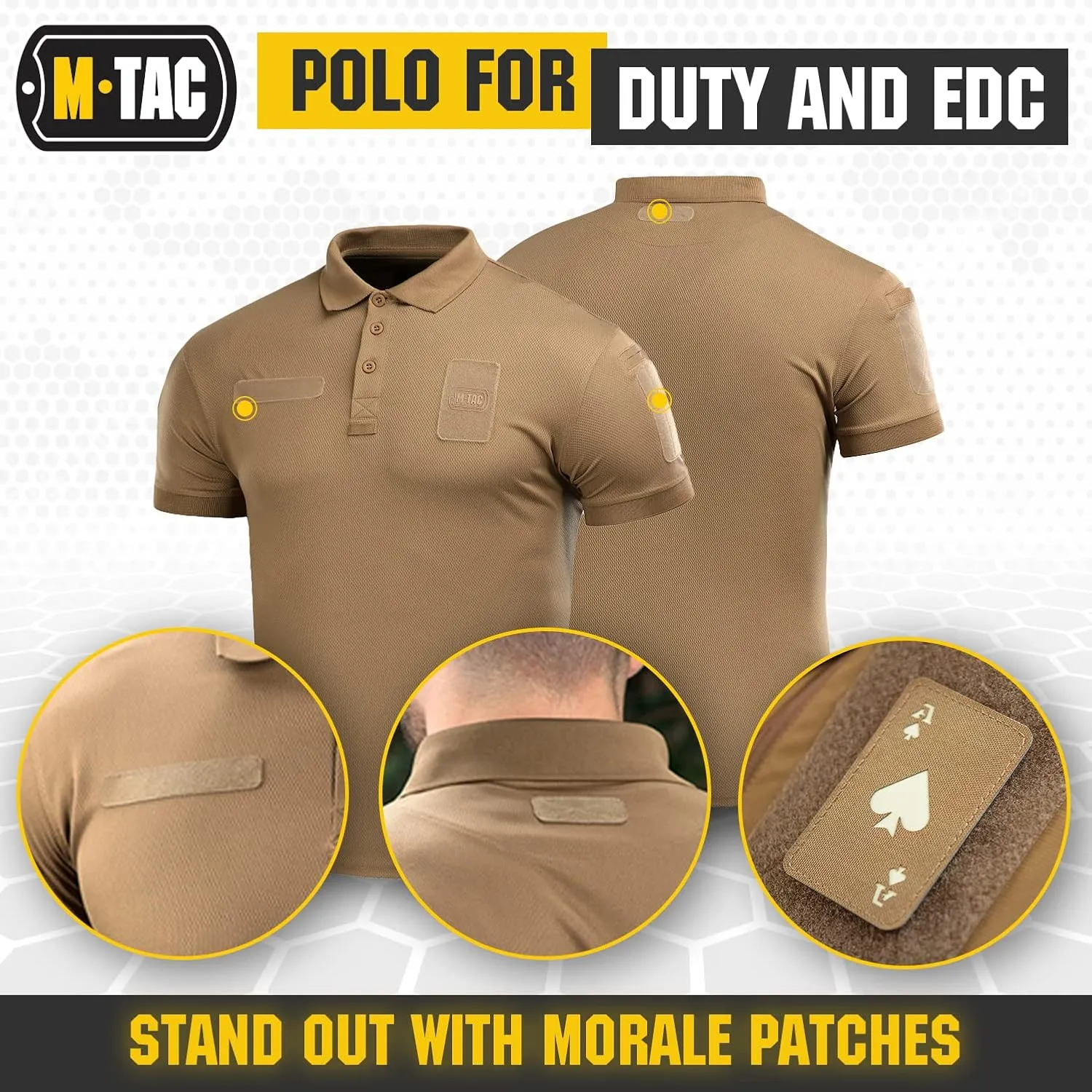 M-Tac Tactical Breathable Polo Shirt - Military Quick Dry Coolmax Short Sleeve T-Shirt for Men