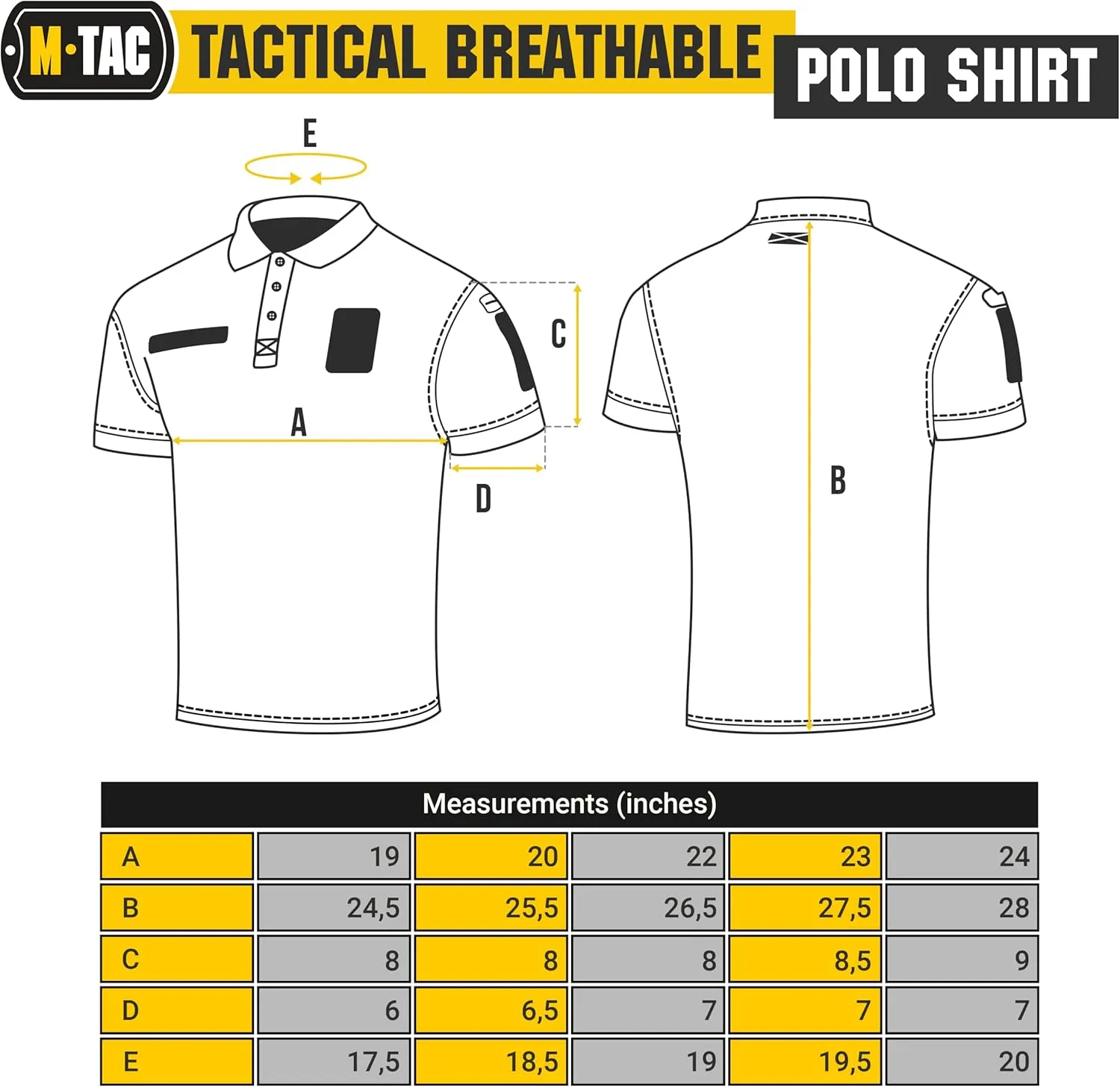 M-Tac Tactical Breathable Polo Shirt - Military Quick Dry Coolmax Short Sleeve T-Shirt for Men