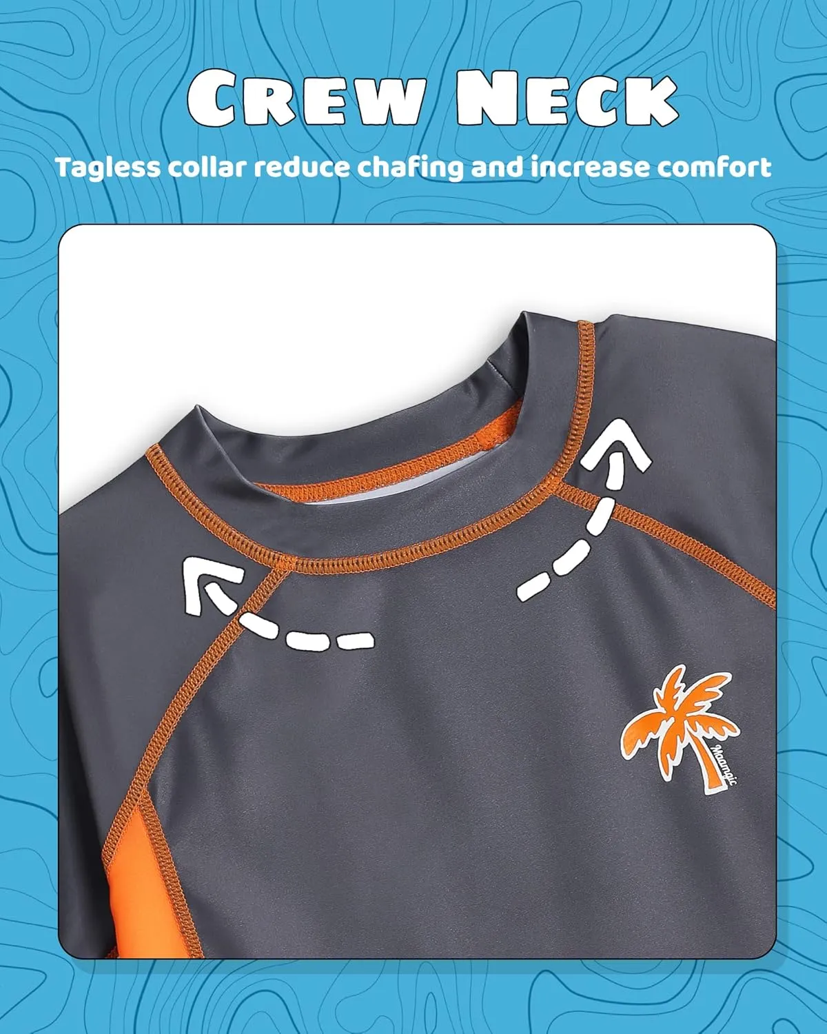maamgic Boys' UPF 50  Long Sleeve Rashguard Kids UV Sun Protection Swim Shirts Toddler Athletic Swimwear Surf Tops Quick Dry