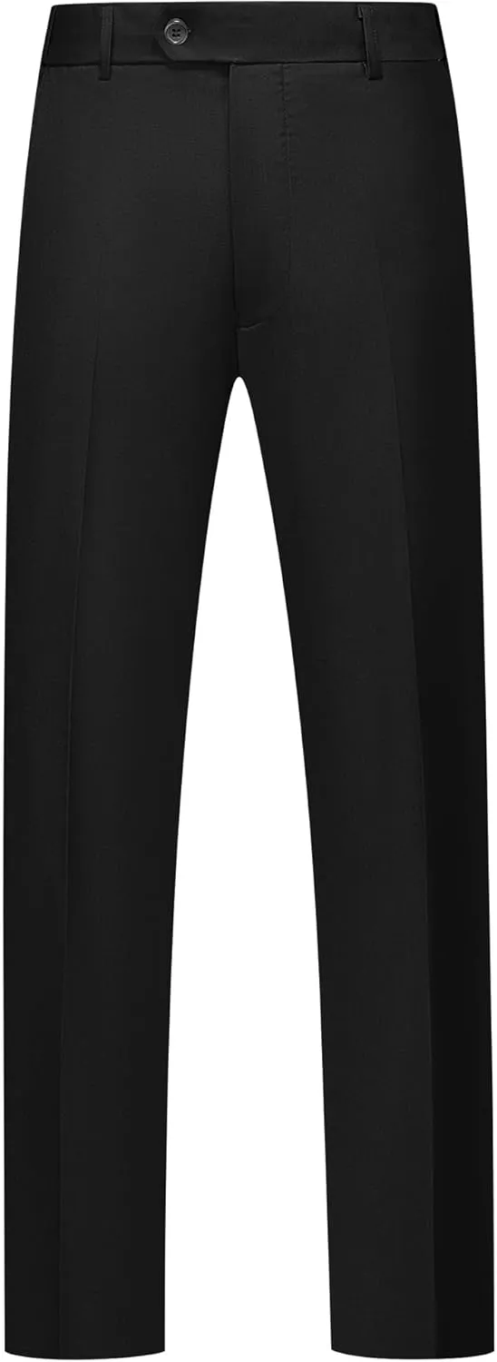MAGE MALE Men's Classic Fit Dress Pants Flat Front Straight Formal Pants Wrinkle Free Expandable Waist Suit Pants