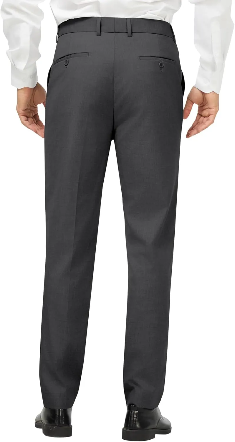 MAGE MALE Men's Classic Fit Dress Pants Flat Front Straight Formal Pants Wrinkle Free Expandable Waist Suit Pants
