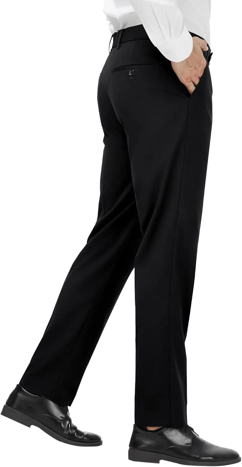 MAGE MALE Men's Classic Fit Dress Pants Flat Front Straight Formal Pants Wrinkle Free Expandable Waist Suit Pants