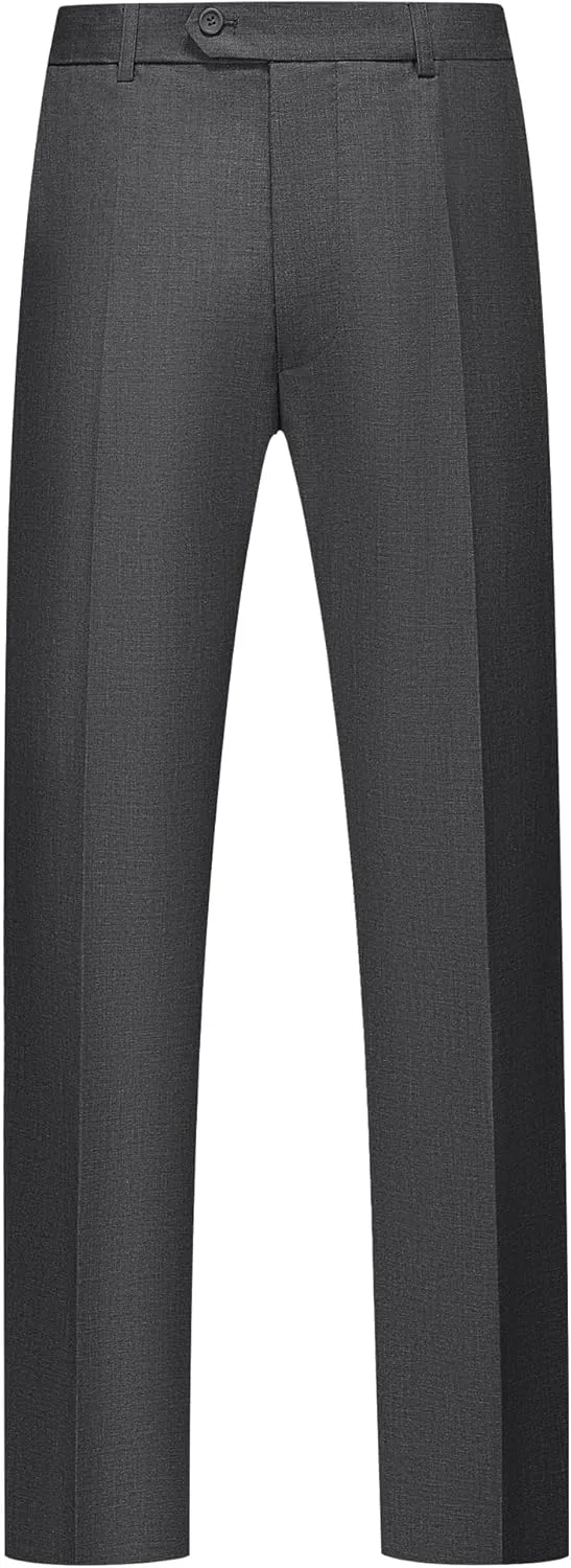 MAGE MALE Men's Classic Fit Dress Pants Flat Front Straight Formal Pants Wrinkle Free Expandable Waist Suit Pants