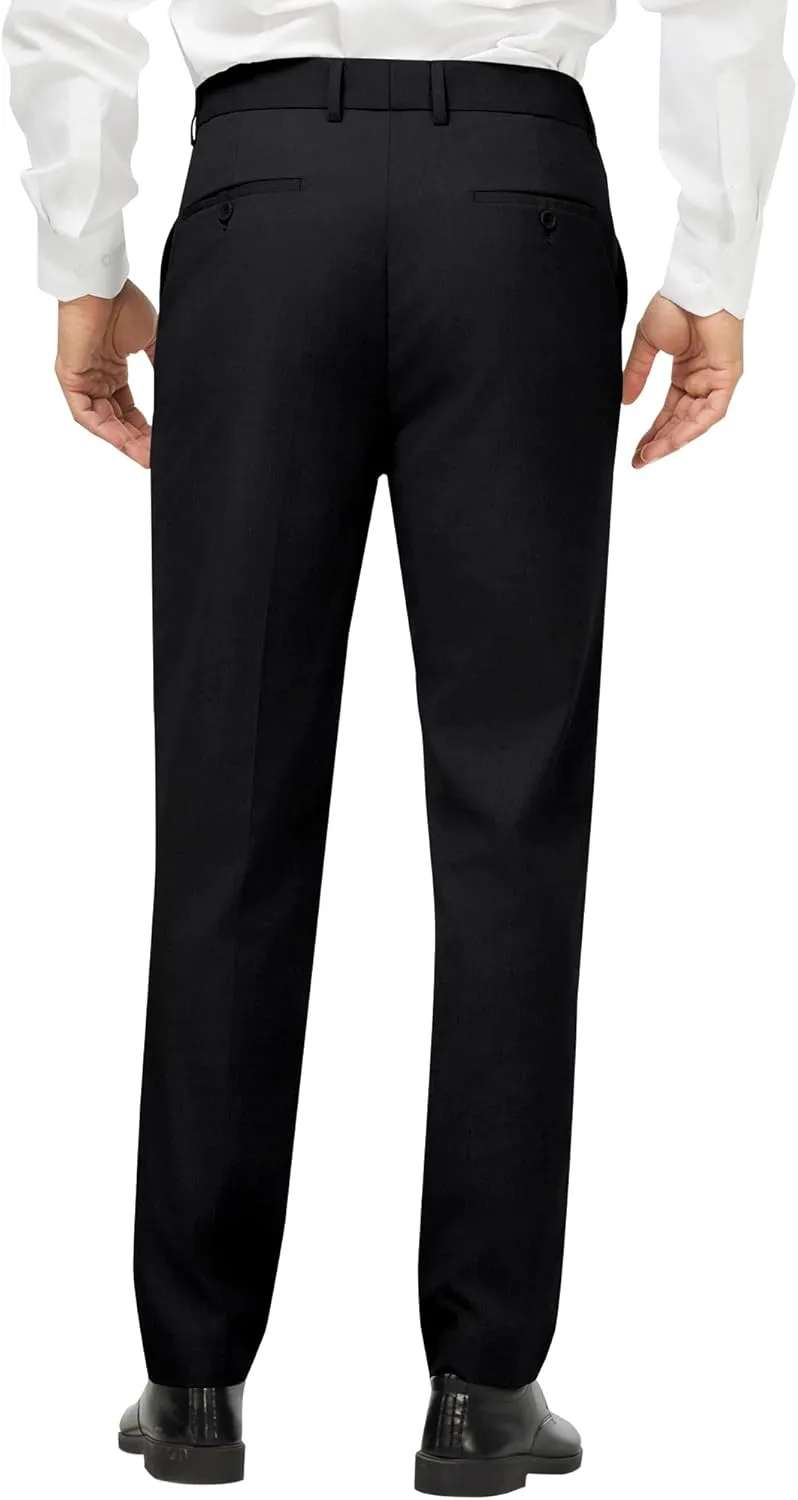 MAGE MALE Men's Classic Fit Dress Pants Flat Front Straight Formal Pants Wrinkle Free Expandable Waist Suit Pants