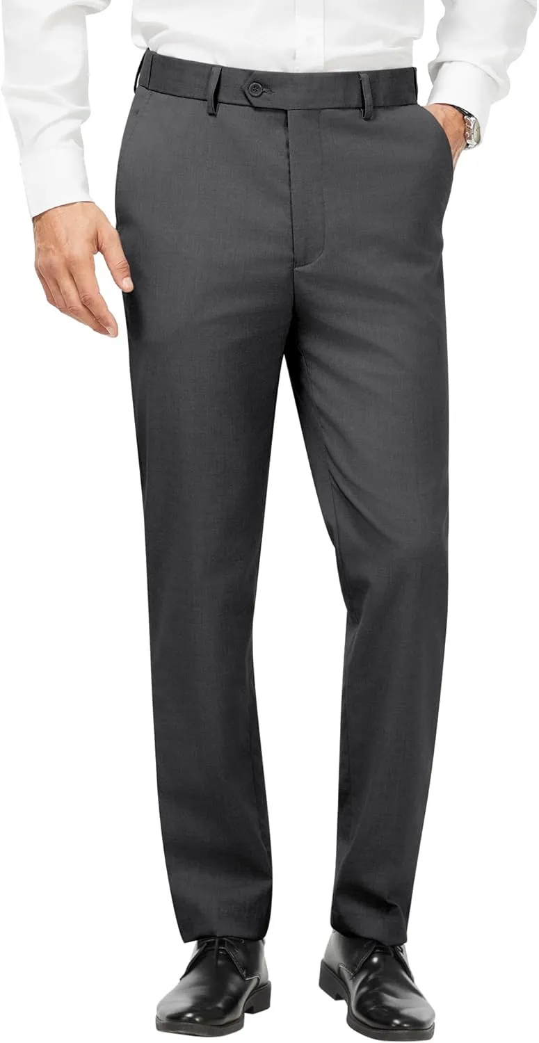 MAGE MALE Men's Classic Fit Dress Pants Flat Front Straight Formal Pants Wrinkle Free Expandable Waist Suit Pants