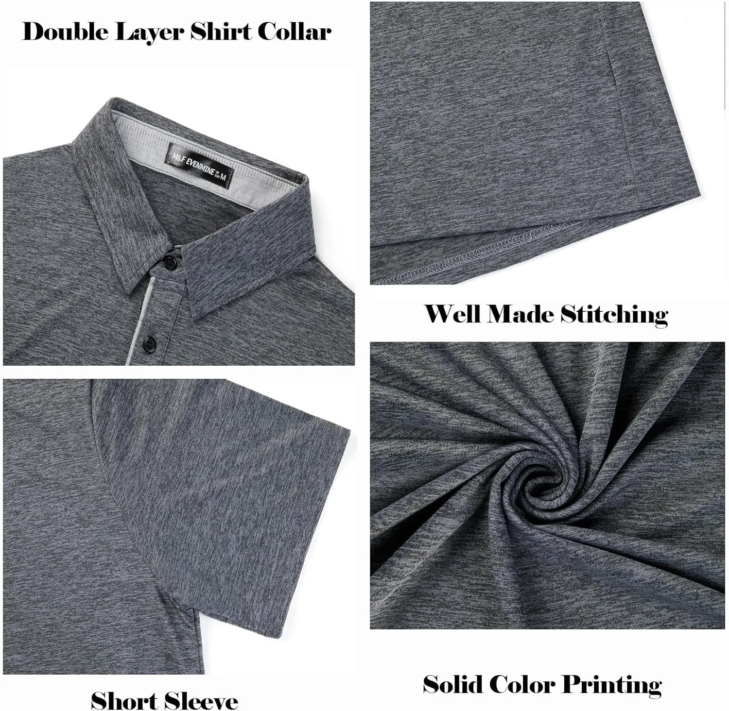 M&F EVENMINE Mens Polo Shirt Quick Dry Performance Short Sleeve Shirts Golf Shirt for Men