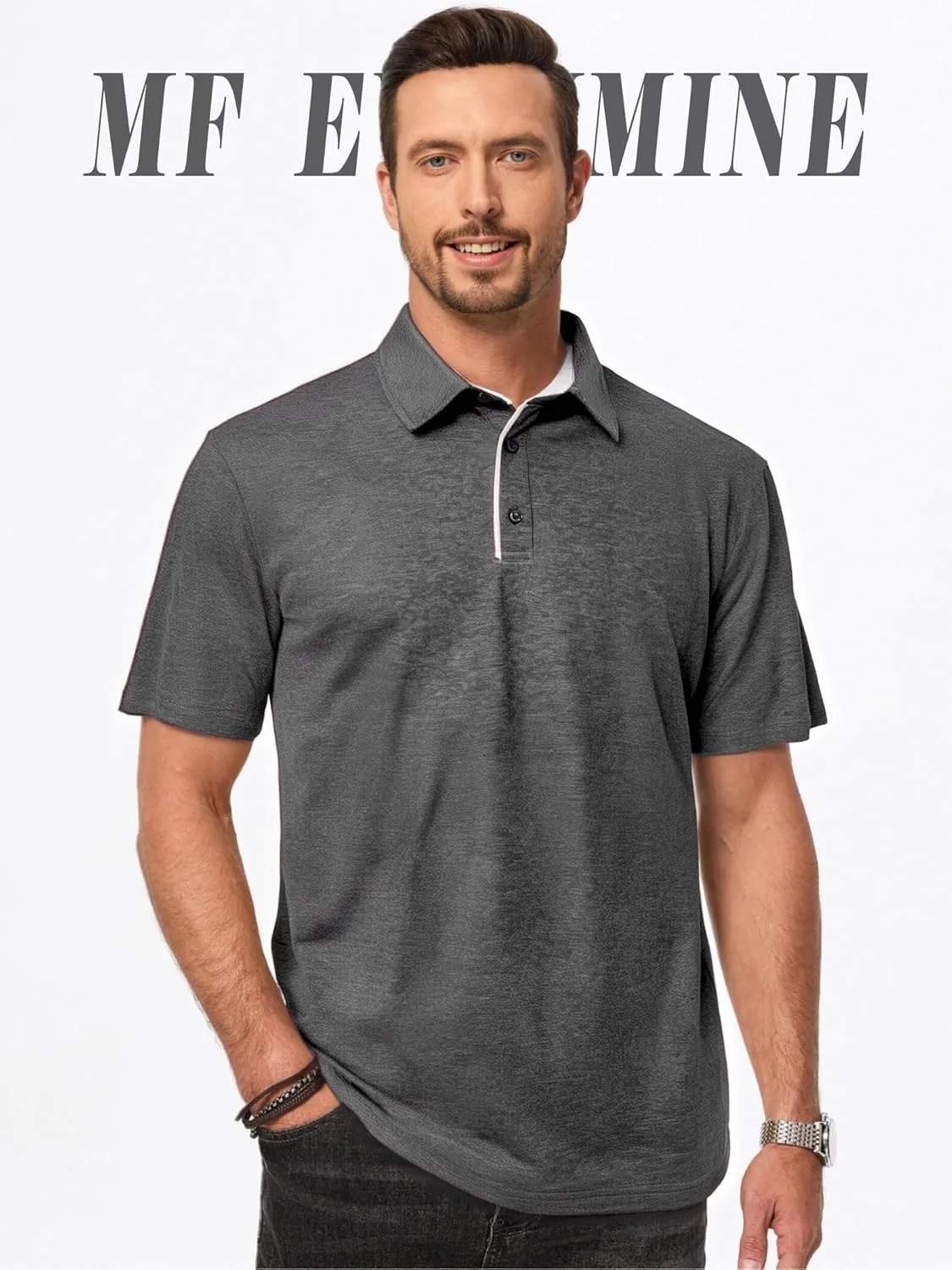 M&F EVENMINE Mens Polo Shirt Quick Dry Performance Short Sleeve Shirts Golf Shirt for Men