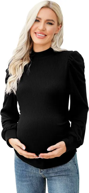 Maternity Shirts Women's V Neck Floral Maternity Tops Smocked Ruffle Hem Tunic Blouse for Women