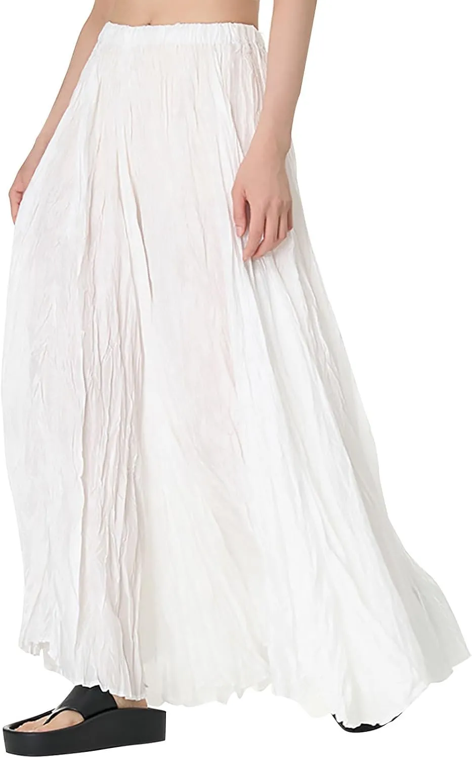 Maxi Long Skirts for Womens Girls Summer Holiday Loose Bohemian Skirt Elastic Waisted A-Line Flowy Swing One Size Skirts