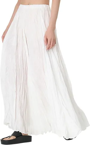 Maxi Long Skirts for Womens Girls Summer Holiday Loose Bohemian Skirt Elastic Waisted A-Line Flowy Swing One Size Skirts