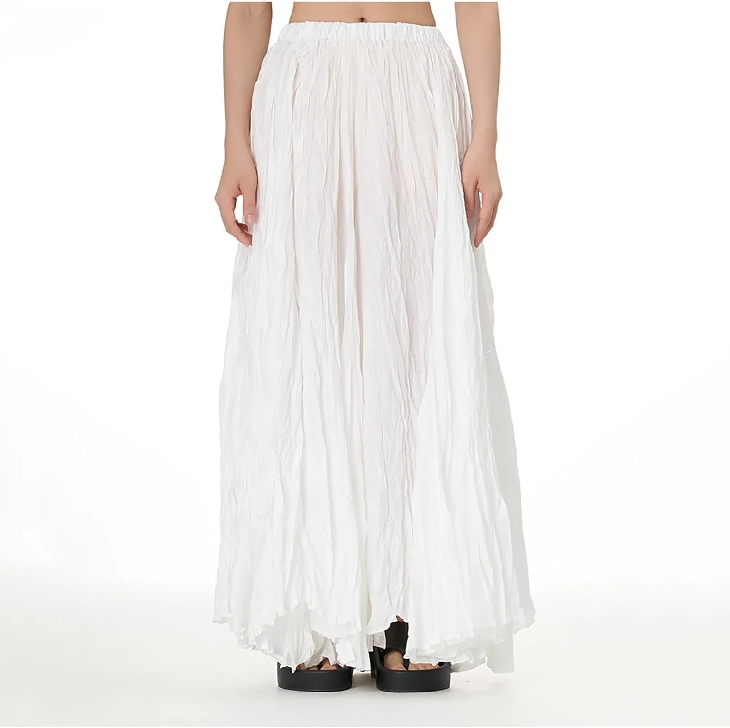 Maxi Long Skirts for Womens Girls Summer Holiday Loose Bohemian Skirt Elastic Waisted A-Line Flowy Swing One Size Skirts
