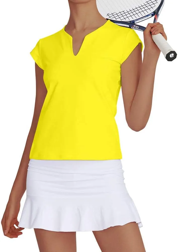 Meja Women Tennis Shirt Short Sleeve,V Neck Golf T Shirt Quick Dry Running Shirts Activewear