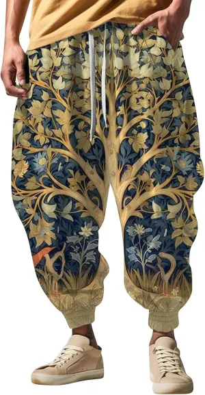 Men Hippie Harem Pants Men's Autumn Fun Print Fashion Street Feel Casual Sweatpants Hiking Outdoor Twill Track Pants