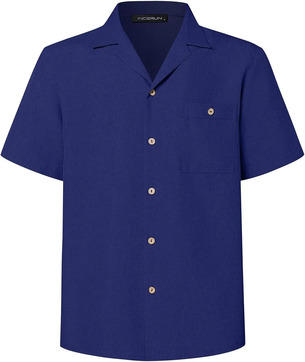 Men Imitation Linen Shirts for Mens Short Button Down Shirt Sleeve Shirt Business Casual with Pocket