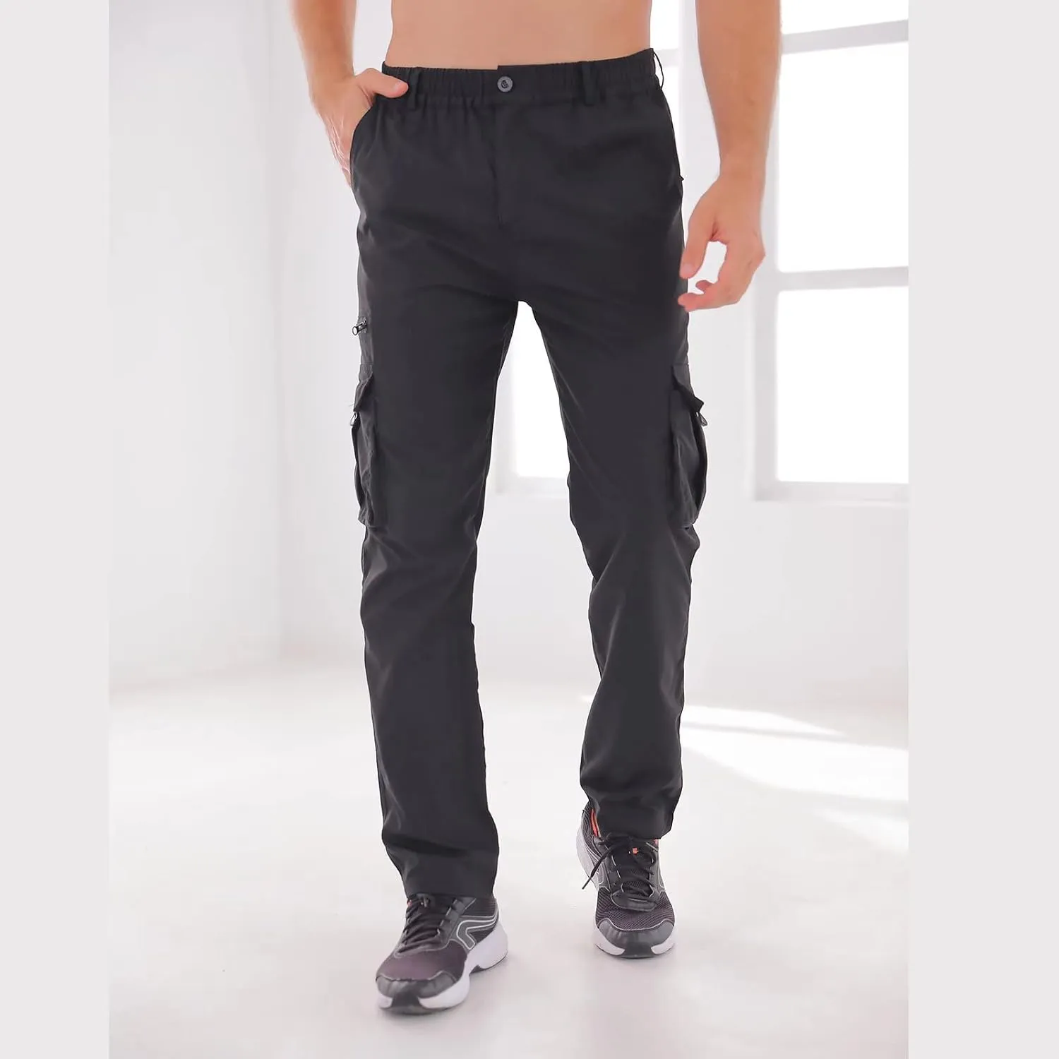 Men Outdoor Cargo Pant Lightweight Tactical Pant Hiking Jogger Classic Fit Multi Pockets