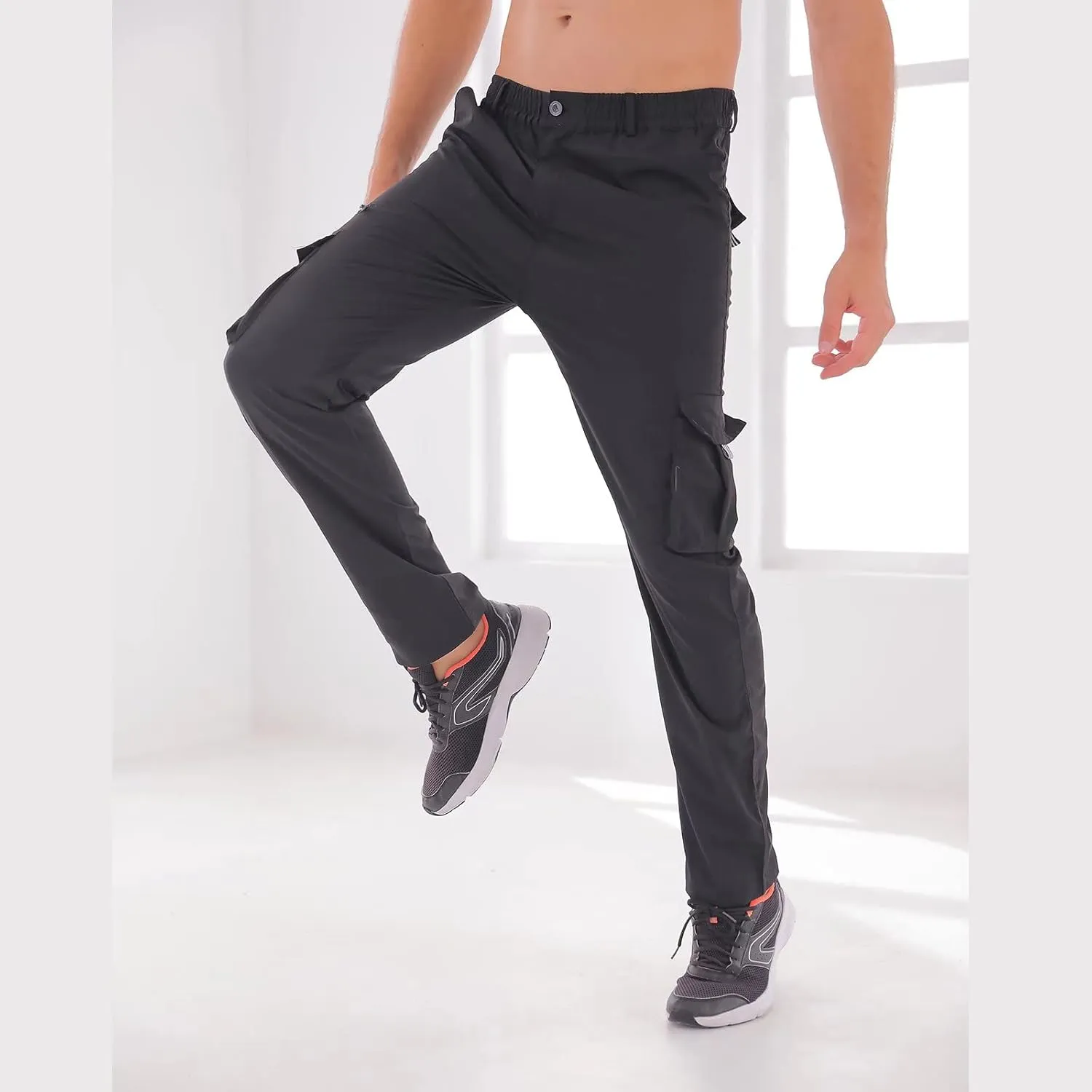 Men Outdoor Cargo Pant Lightweight Tactical Pant Hiking Jogger Classic Fit Multi Pockets