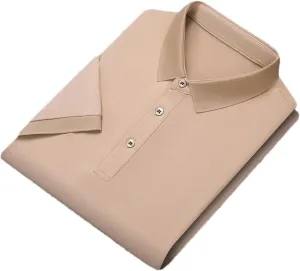 Men Solid Polo Shirt Summer Casual Short Sleeve Loose Moisture Wicking Quick-Dry Golf Shirt Tops