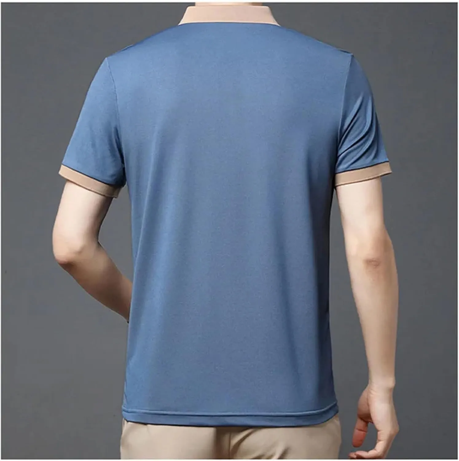 Men Solid Polo Shirt Summer Casual Short Sleeve Loose Moisture Wicking Quick-Dry Golf Shirt Tops