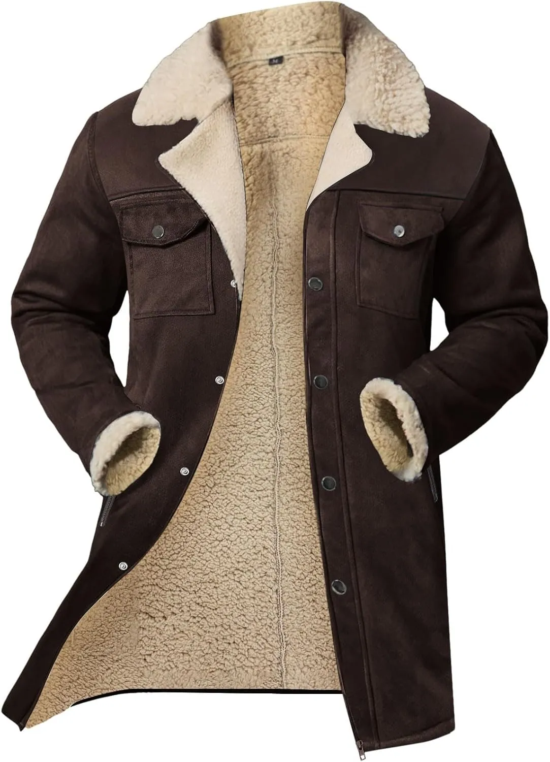 Men Vintage Suede Jacket Plush Collar Coats Faux Leather Jacket Men Zip Up Motorcycle Jacket Coats Retro Tops