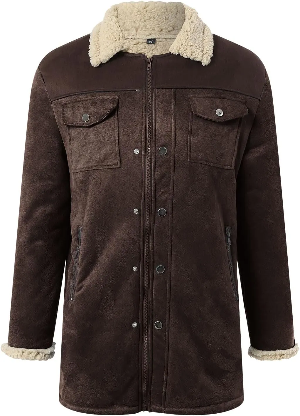 Men Vintage Suede Jacket Plush Collar Coats Faux Leather Jacket Men Zip Up Motorcycle Jacket Coats Retro Tops