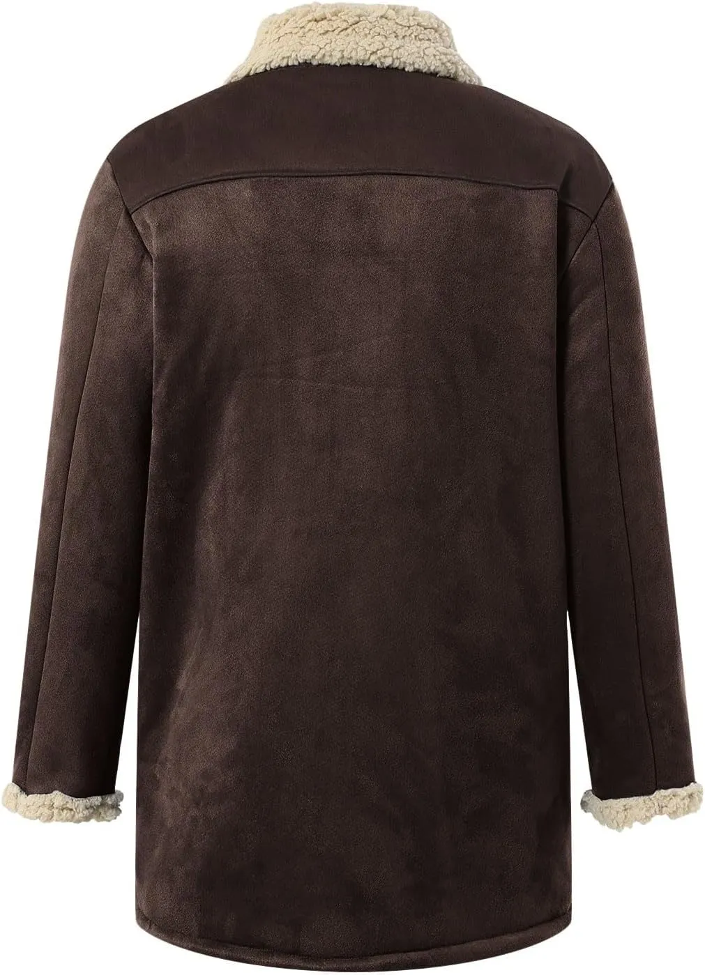 Men Vintage Suede Jacket Plush Collar Coats Faux Leather Jacket Men Zip Up Motorcycle Jacket Coats Retro Tops