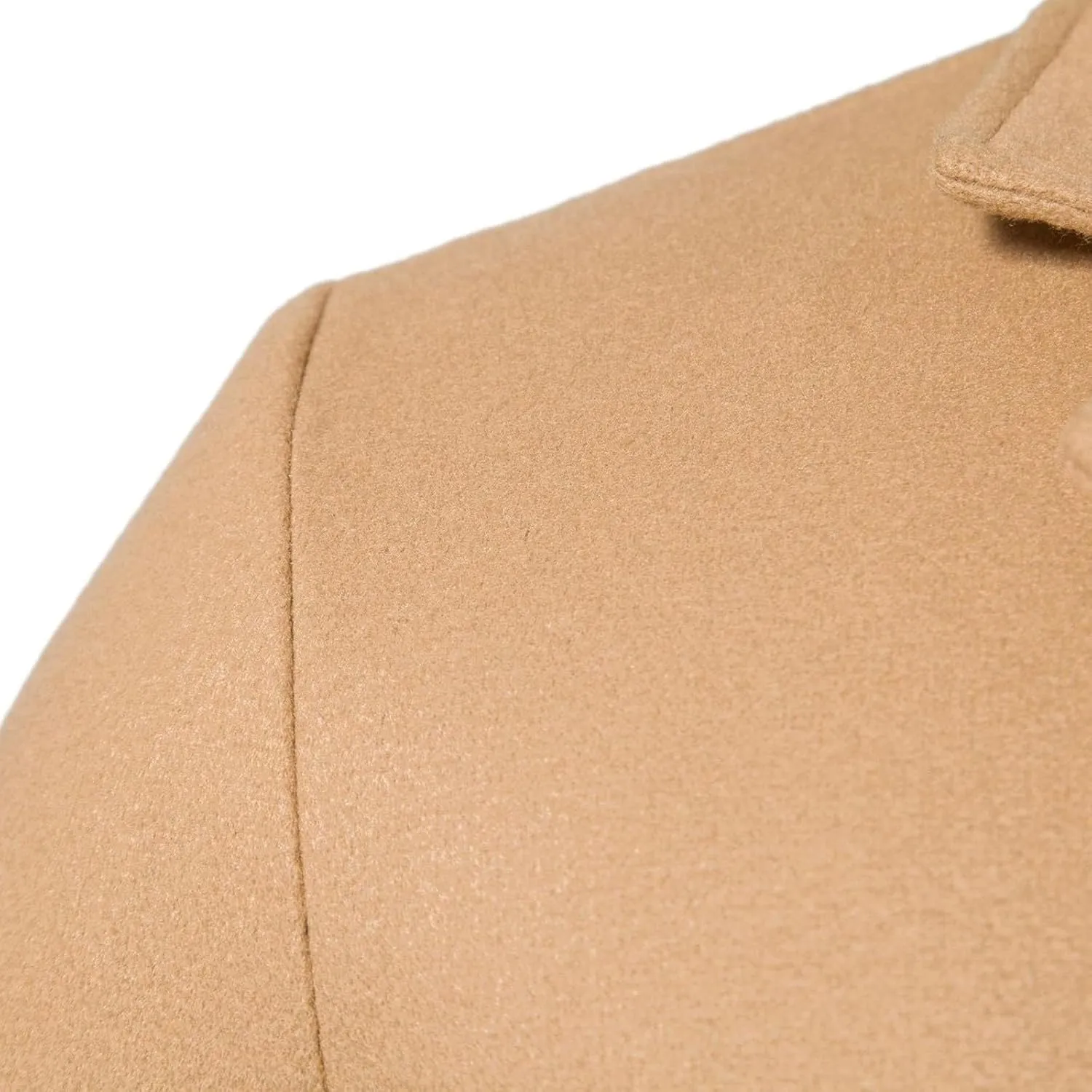Men Winter Trench Jacket Casual Mid-Length Notched Neck Peacoat Loose Windproof Single Breasted Long Sleeve Overcoats